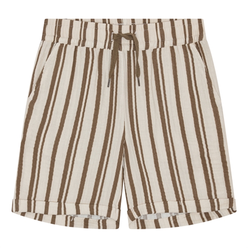 BIRKHOLM Muslin Shorts Natur Beige & Teak Brun