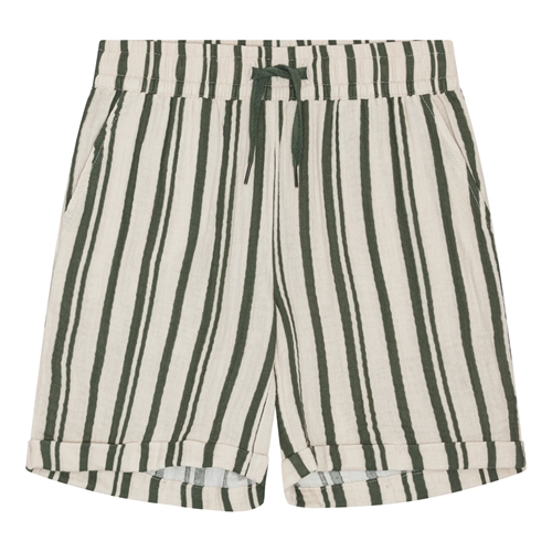 BIRKHOLM Muslin Shorts Natur Beige & Oliven Grøn