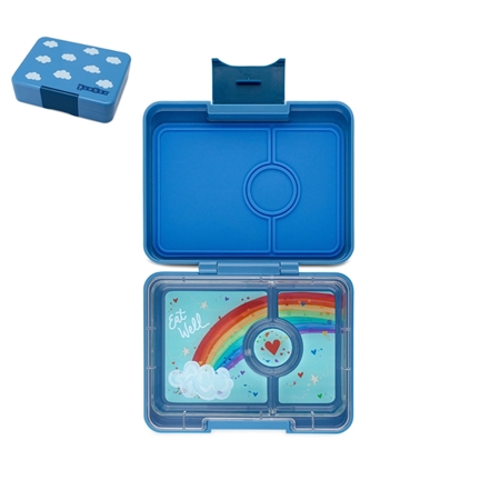 YUMBOX Snack Madkasse 3-Rum Blå Regnbue Skyer