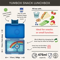 YUMBOX Snack Madkasse 3-Rum Blå Regnbue Skyer