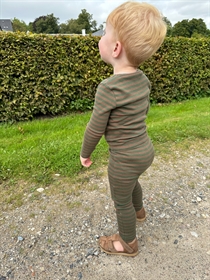 BIRKHOLM Stribet Rib Body Teak Brun & Army Grøn
